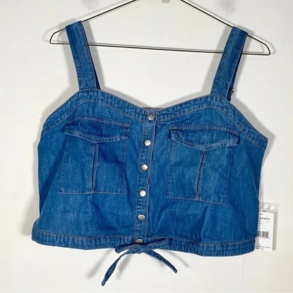We The Free People Women’s NWT Size Large Palm Desert Denim Top size XL - Picture 2 of 16